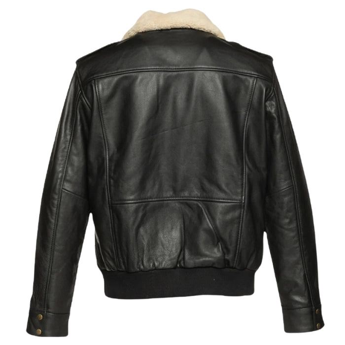 Men's Black Alaric Shearling Collar Bomber Jacket