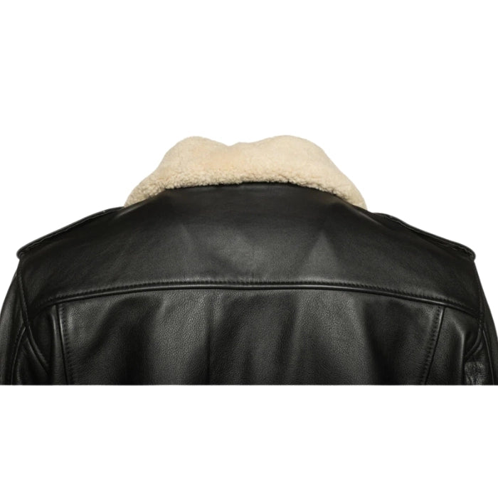 Men's Black Alaric Shearling Collar Bomber Jacket