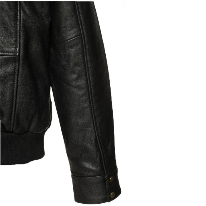 Men's Black Alaric Shearling Collar Bomber Jacket