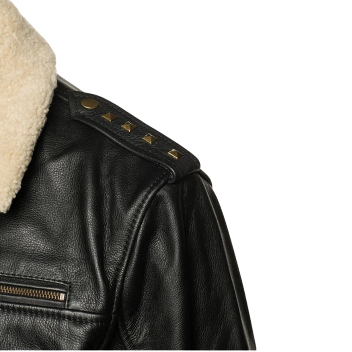 Men's Black Alaric Shearling Collar Bomber Jacket
