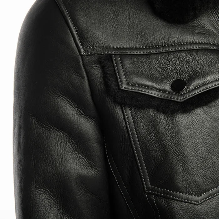 Apex Black Trucker Shearling Jacket