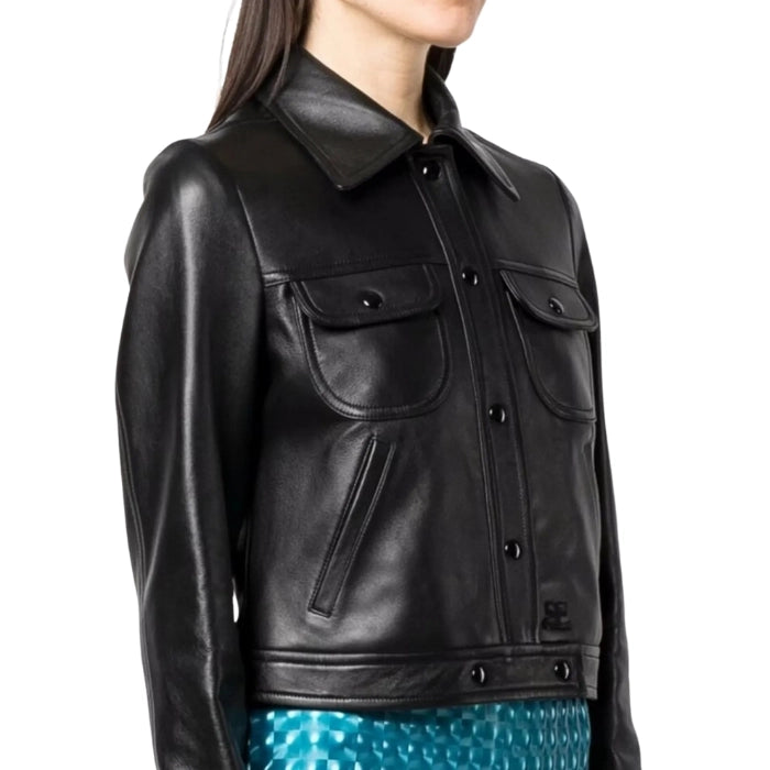 Astra Cropped Lambskin Leather Jacket
