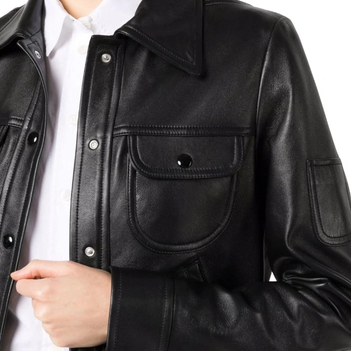 Astra Cropped Lambskin Leather Jacket
