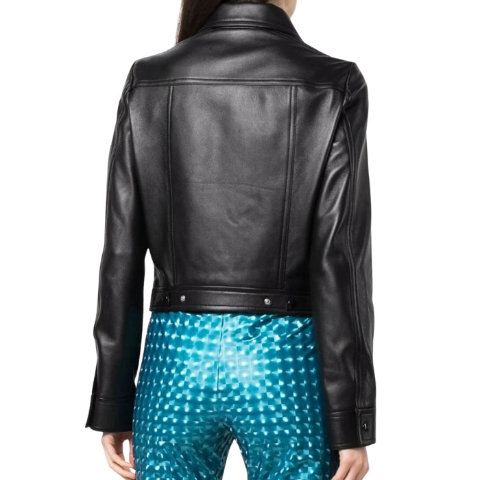Astra Cropped Lambskin Leather Jacket