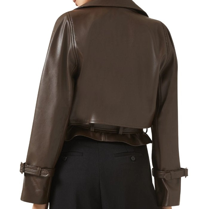 Mirelle Ava Cropped Belted Leather Jacket