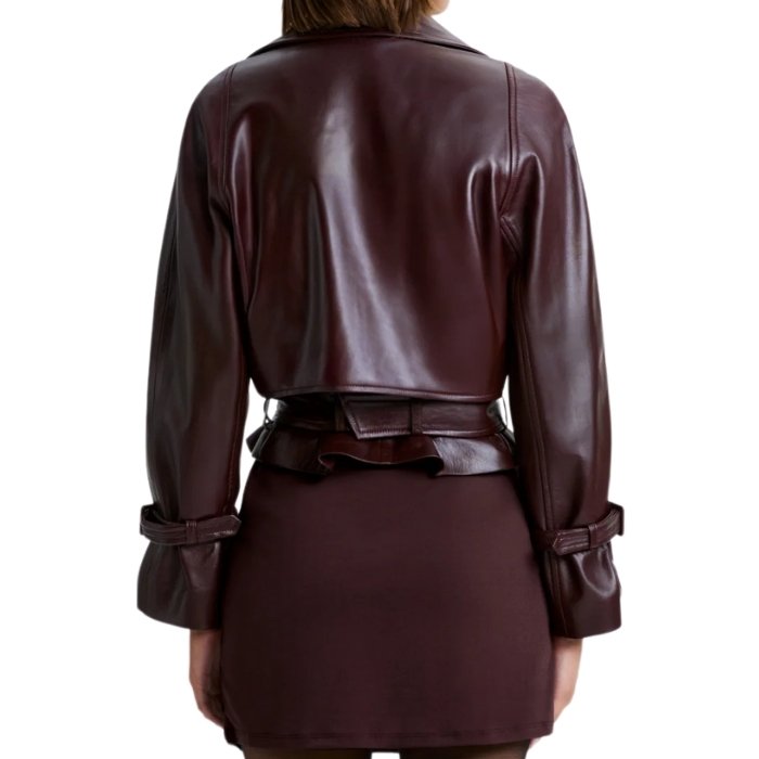 Mirelle Ava Cropped Belted Leather Jacket