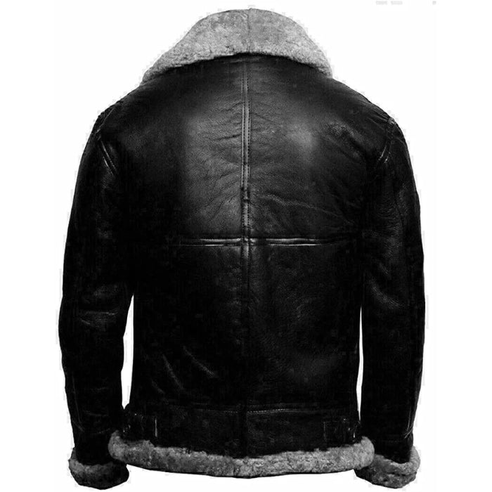 Boehne B3 Black Leather Bomber Jacket