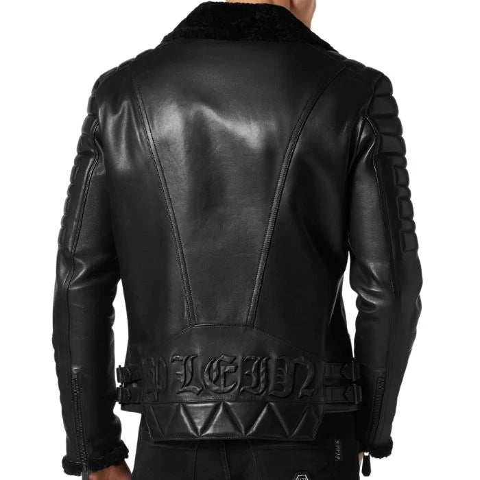 Men's Armored Shearling Motorcycle Jacket