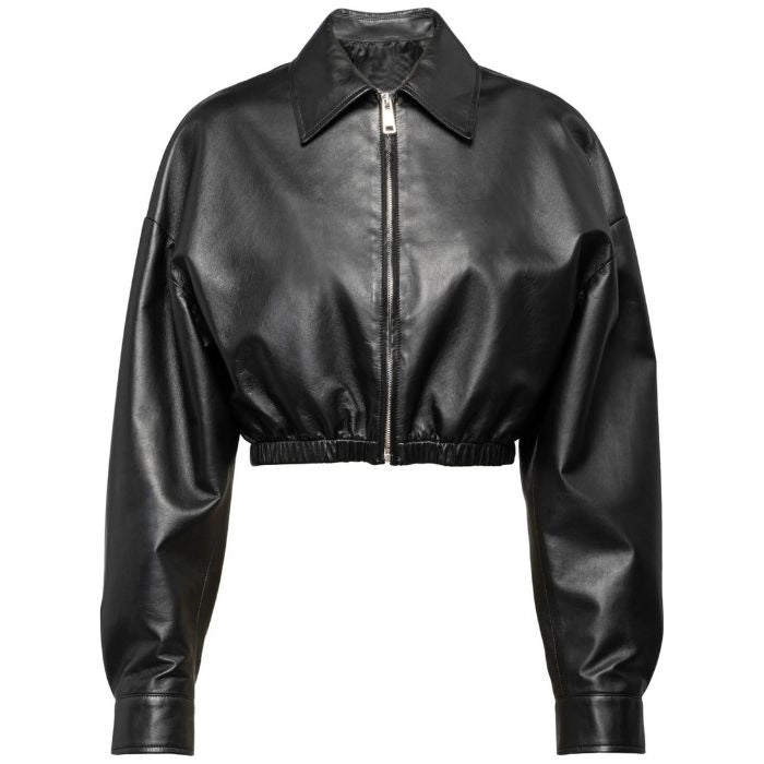 Caeraa Studio Cropped Zip-Up Leather Jacket