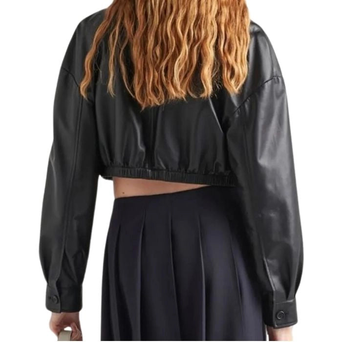 Caeraa Studio Cropped Zip-Up Leather Jacket
