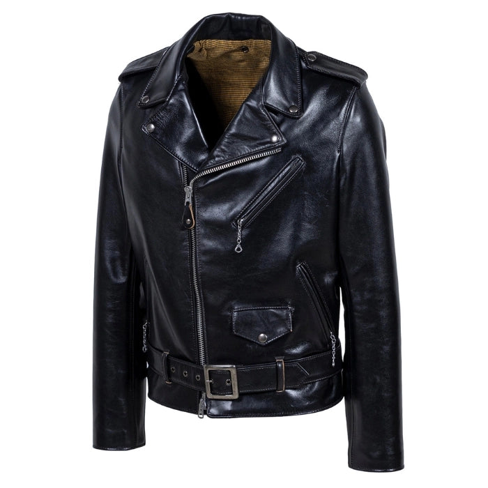 Men's Black Vanguard Leather Biker Jacket