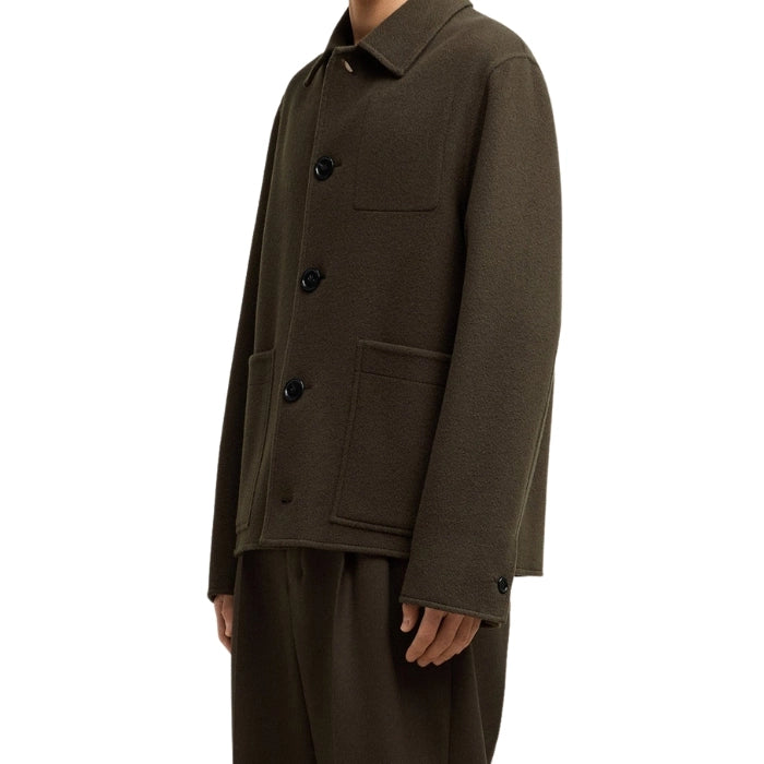 Boxy Fit Long-Sleeved Button-Up Wool Jacket