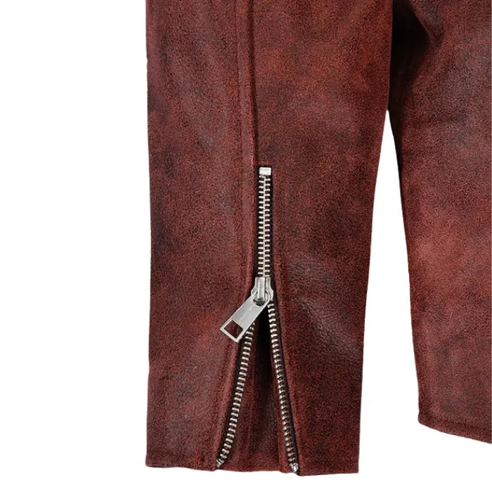 Brickstone Maroon Biker Leather Jacket