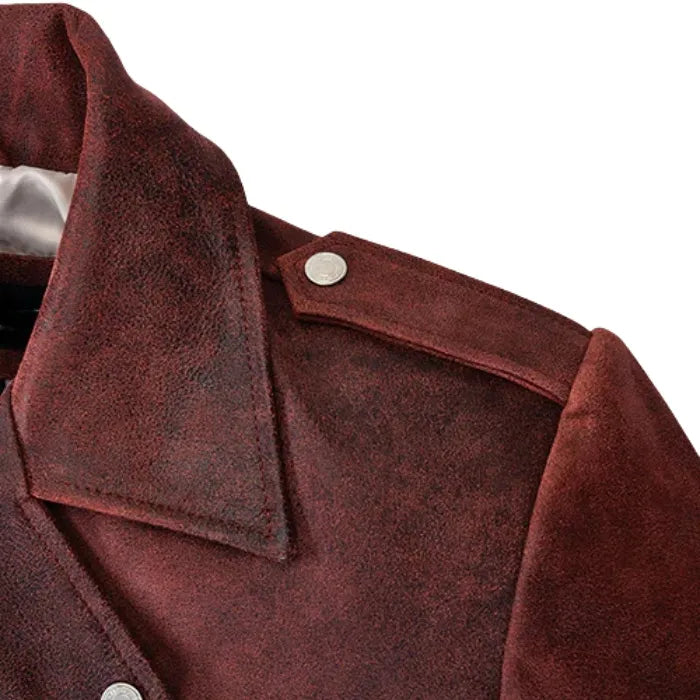 Brickstone Maroon Biker Leather Jacket