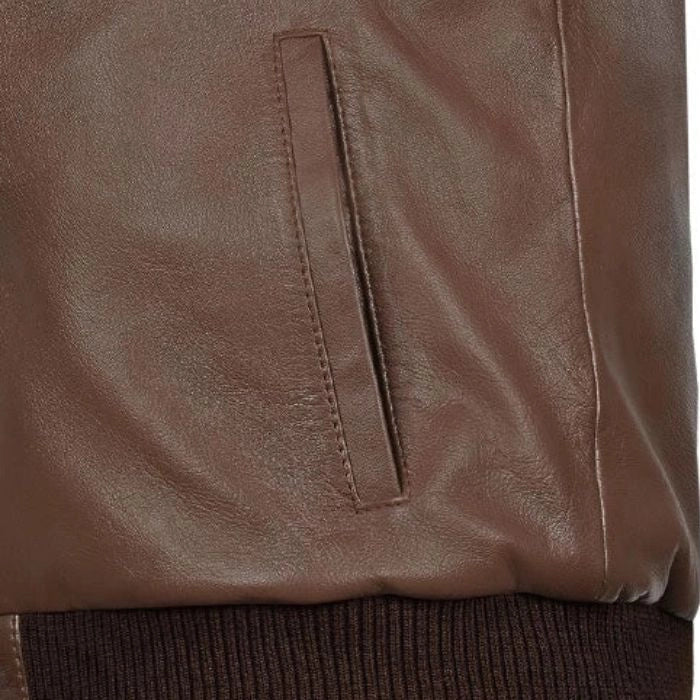 Men's Vortex Brown Leather Bomber Jacket