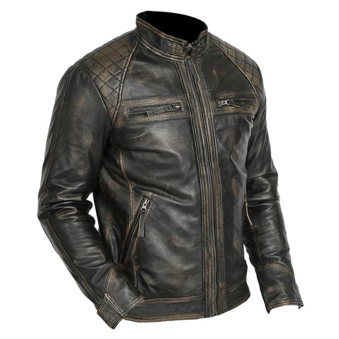 Cafe Racer Retro Motorcycle Leather Jacket