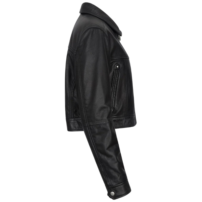 Urban Chic Black Cropped Biker Leather Jacket