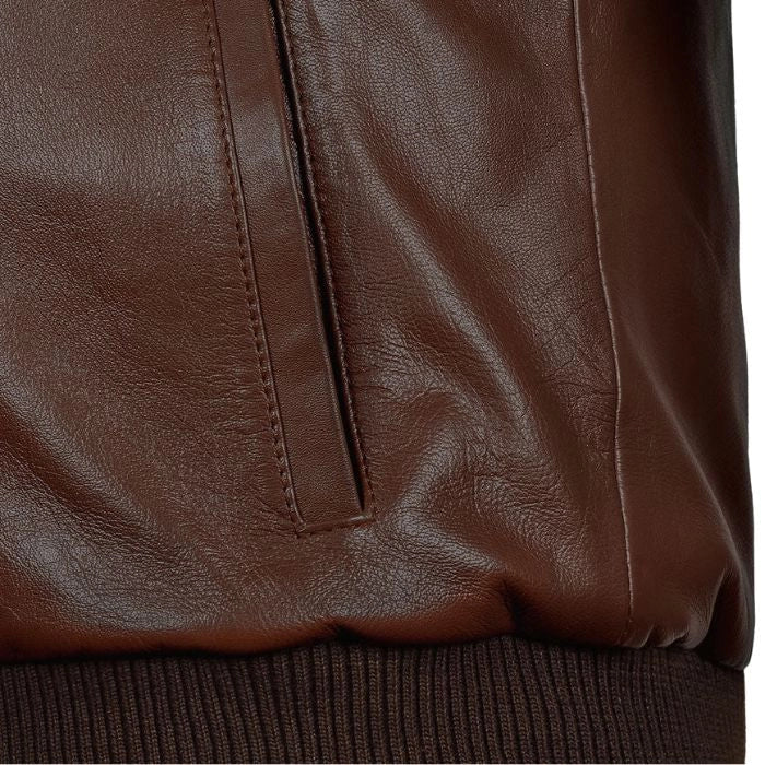 Men's Vortex Brown Leather Bomber Jacket