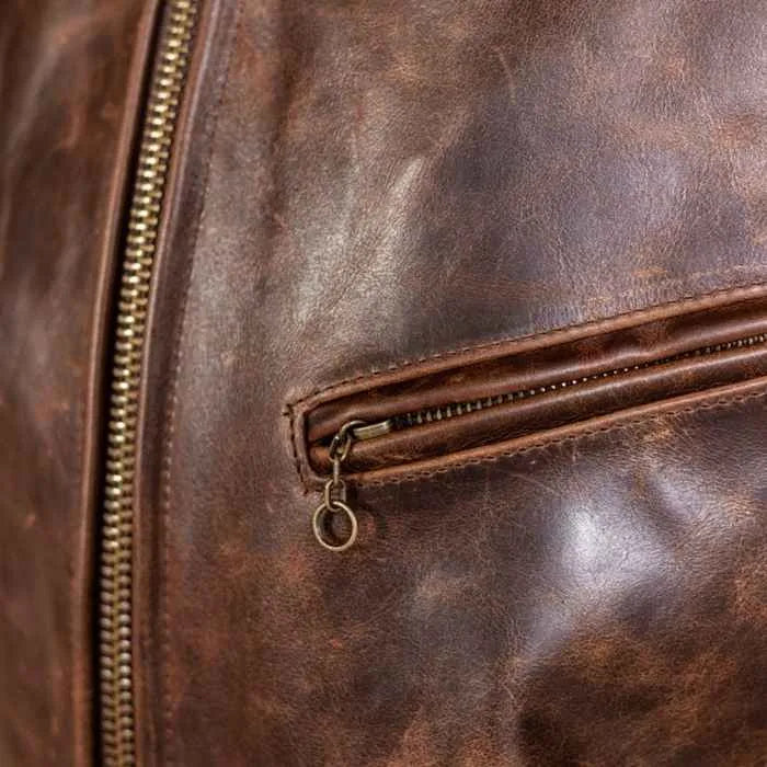 Men's Cowhide Retro Moto Style Leather Jacket