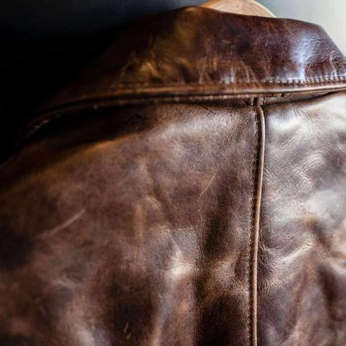 Men's Cowhide Retro Moto Style Leather Jacket
