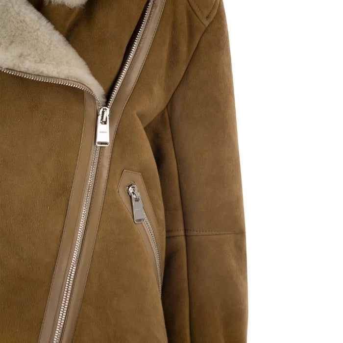 Faylore Suede Loose Shearling Leather Jacket