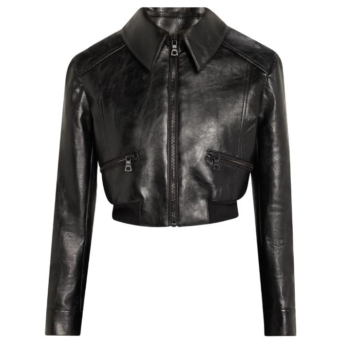Elara Sculpted Fit Cropped Leather Jacket