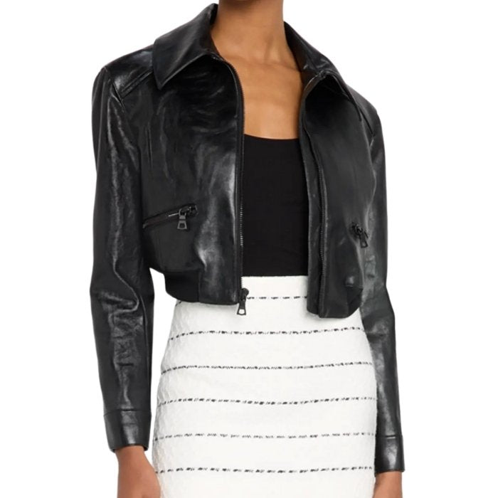 Elara Sculpted Fit Cropped Leather Jacket