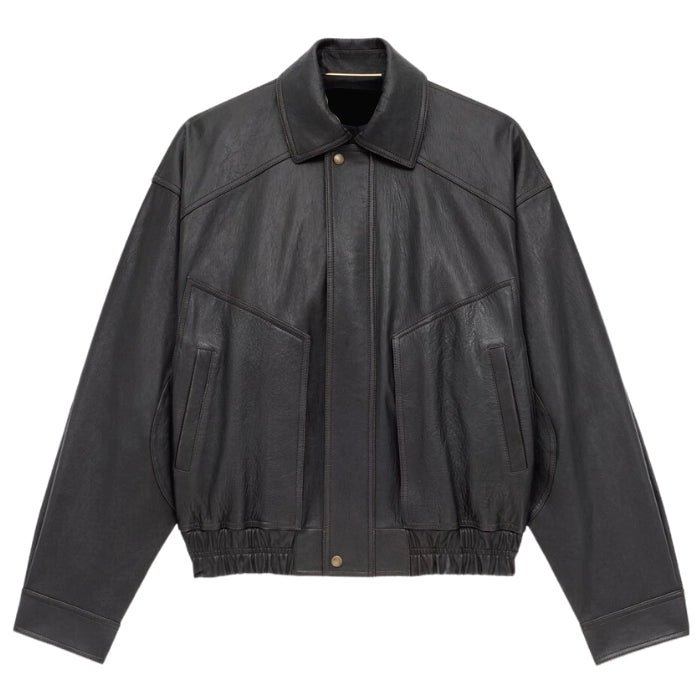 Grained Lambskin Bomber Jacket