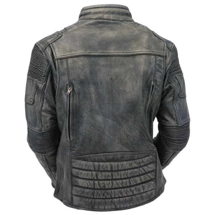 Men's Vintage Gray Zippered Vent Biker Jacket