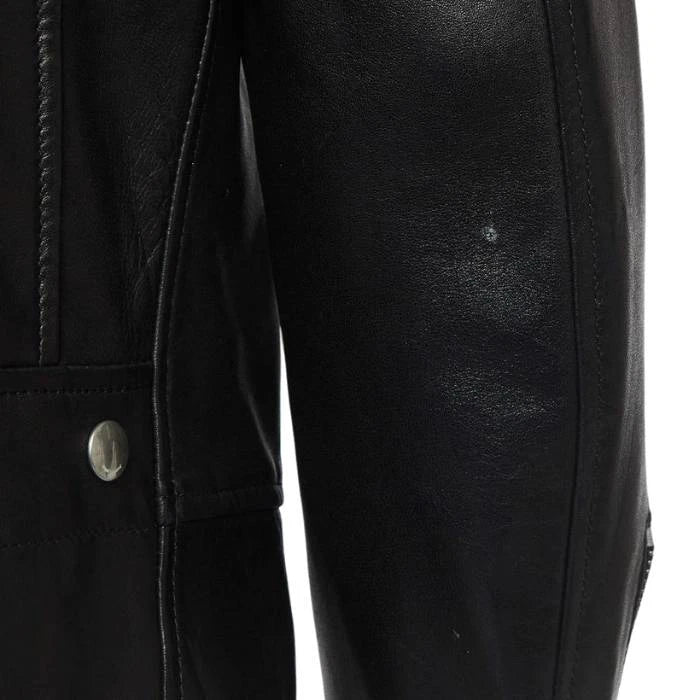 Iconic Black Leather Biker Jacket High-Fashion Appeal