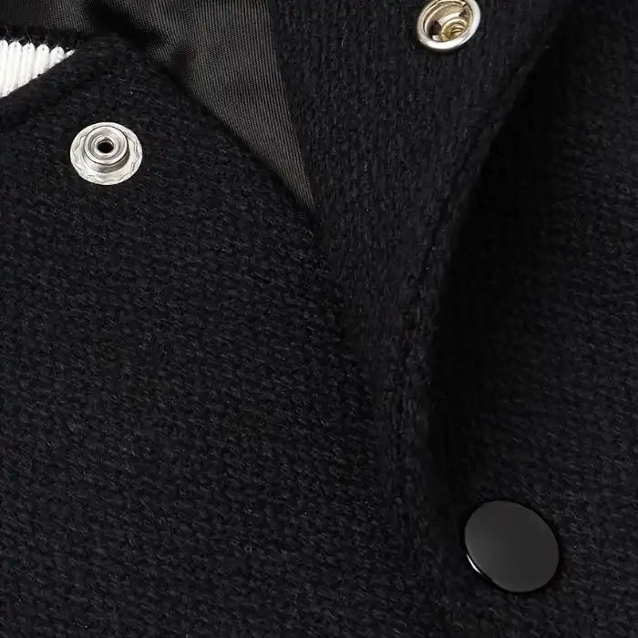 Sterling Letterman in Black Wool & White Leather