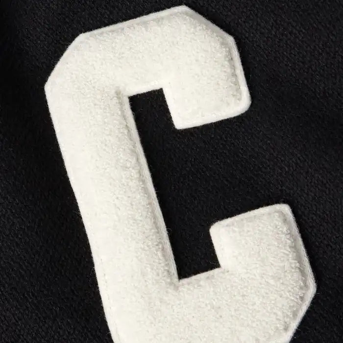 Sterling Letterman in Black Wool & White Leather