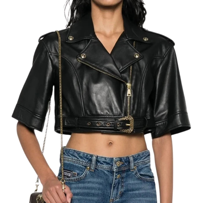 Luxe Belted Cropped Moto Jacket