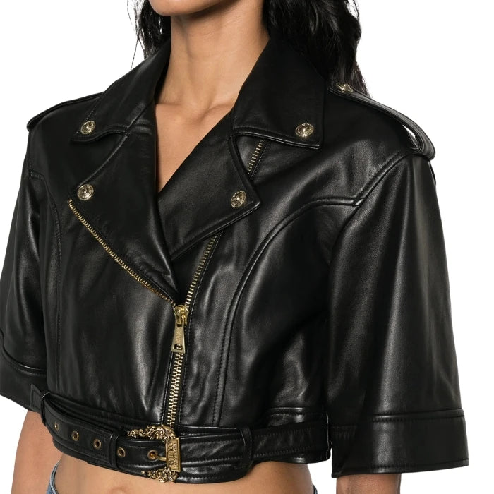 Luxe Belted Cropped Moto Jacket
