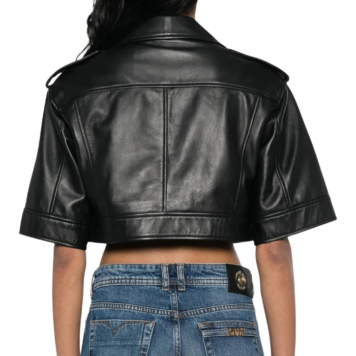 Luxe Belted Cropped Moto Jacket