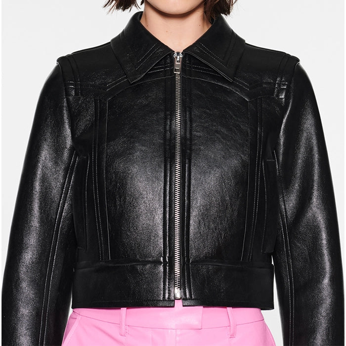 Luna Luxe Premium Cropped Leather Jacket for Women