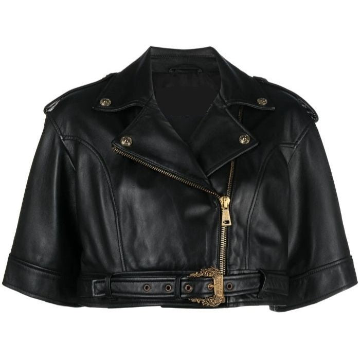 Luxe Belted Cropped Moto Jacket