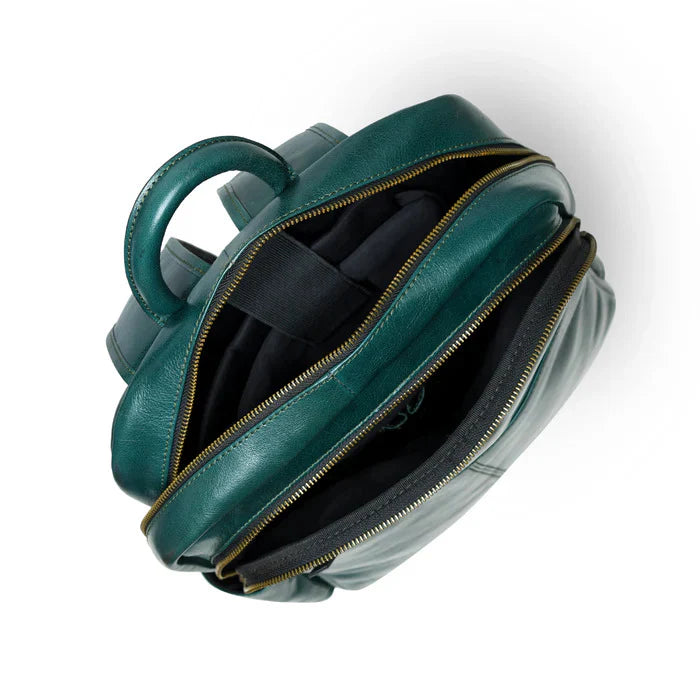 Luxury Green Italian Leather Backpack