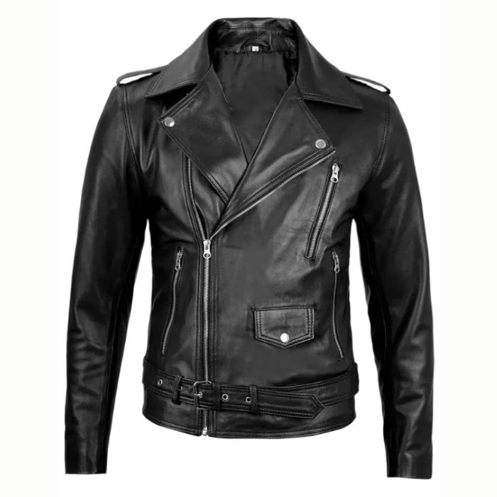 Men's Negan Asymmetrical Leather Biker Jacket