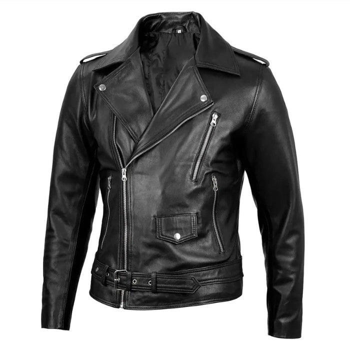 Men's Negan Asymmetrical Leather Biker Jacket