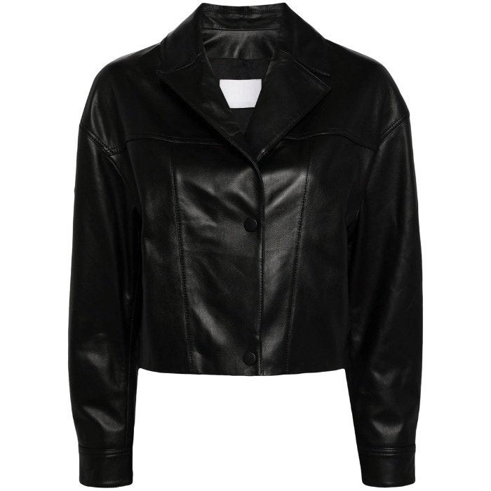 Elsyn Modern Cropped Black Leather Jacket