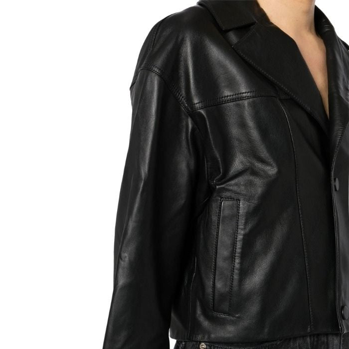 Elsyn Modern Cropped Black Leather Jacket