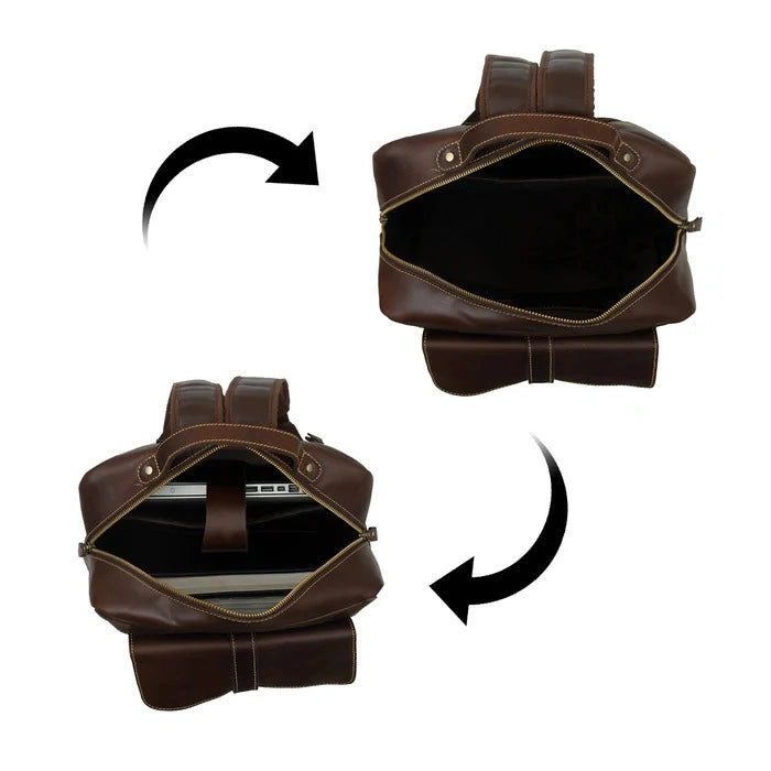 Premium Leather Backpack with Multiple Pockets