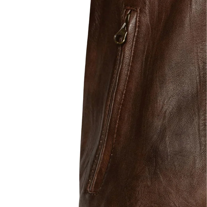 Oakridge Café Racer Brown Leather Jacket