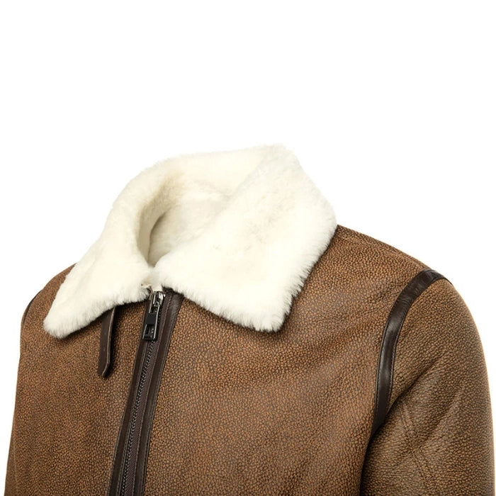 Polar Brown B3 White Shearling Bomber Jacket
