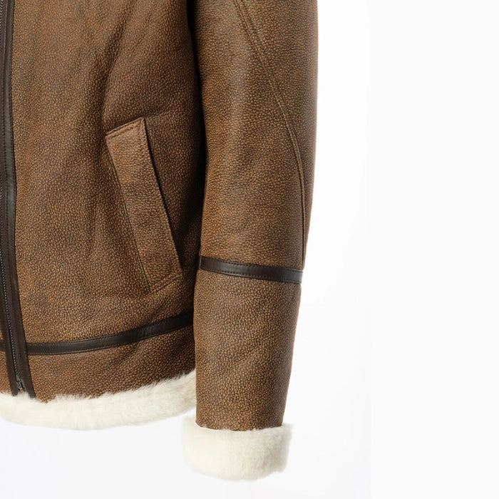 Polar Brown B3 White Shearling Bomber Jacket