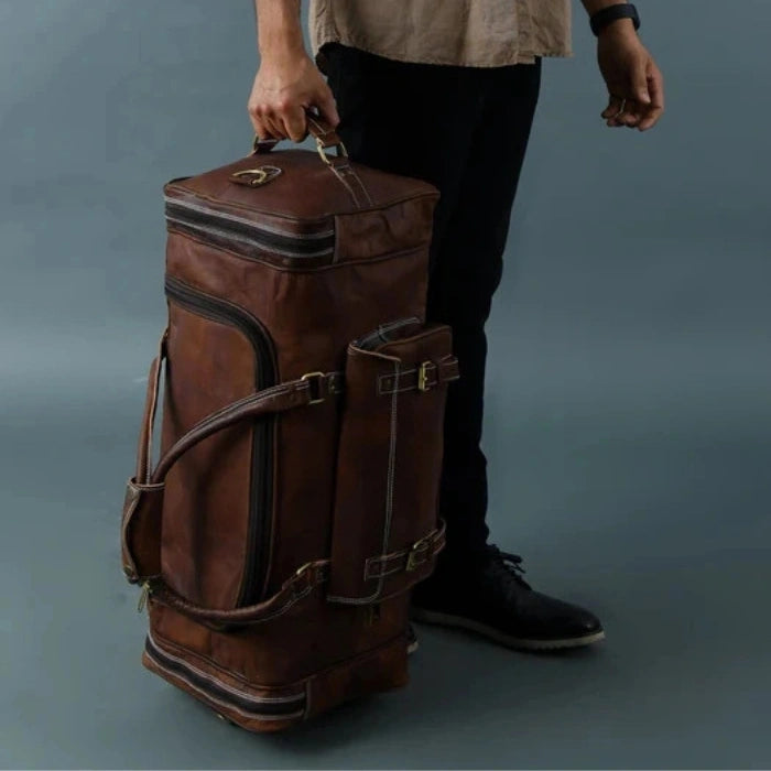 Premium Leather Travel Duffle Bag