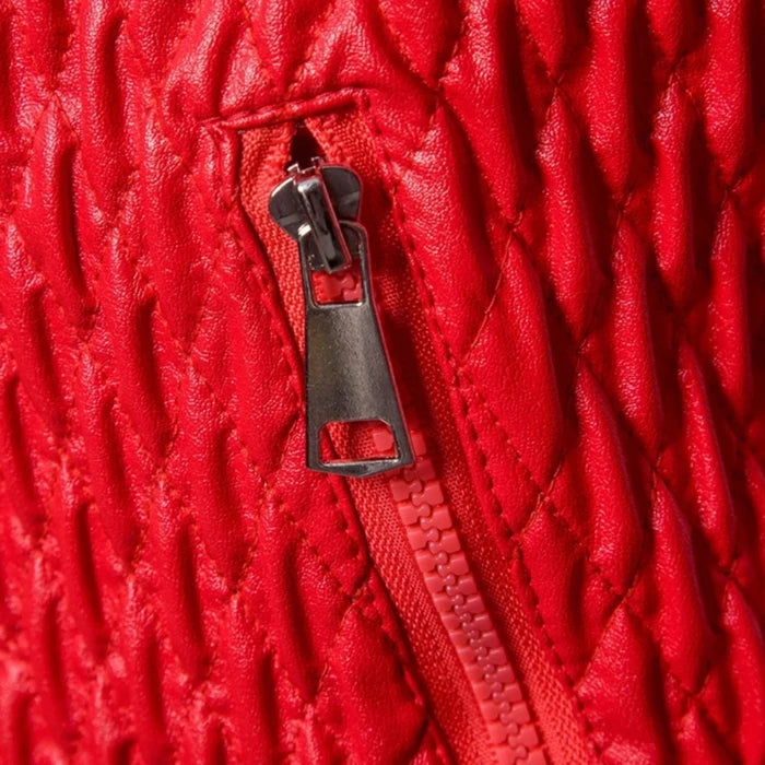 Red Diamond Quilted Original Leather Jacket