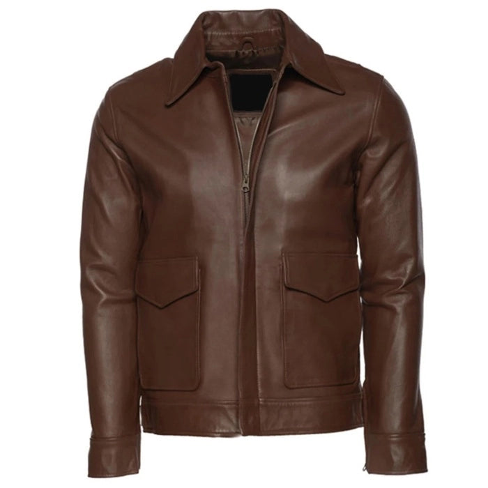 Men's Brown Raphael Bomber Leather Jacket