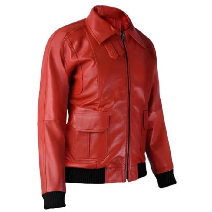 Men's Red Horizon Leather Bomber Jacket